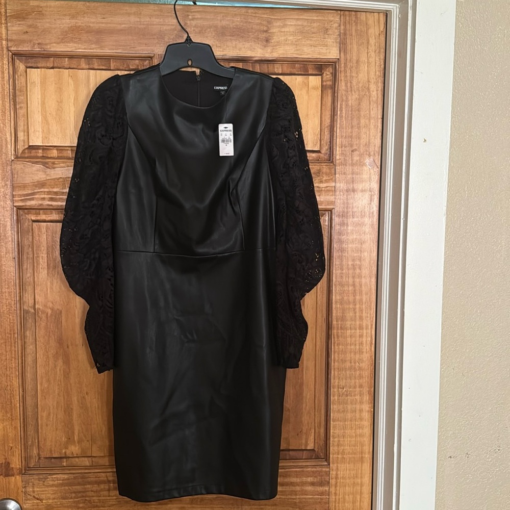 Brand New - Laced & Faux Leather Mini Dress